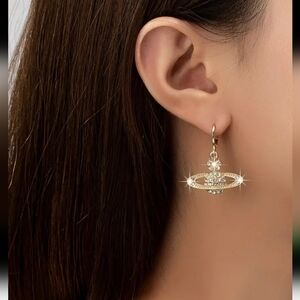 Planet Fashion Dangling Earrings New Goldplated With Rhinestones iN Pack…